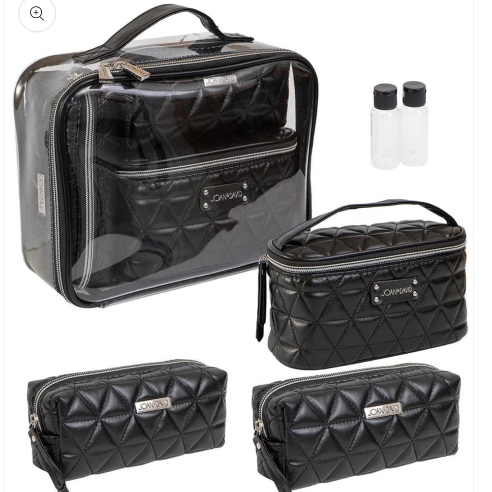 Joan & David Quilted 4 Piece Clear Cosmetic Bag Set